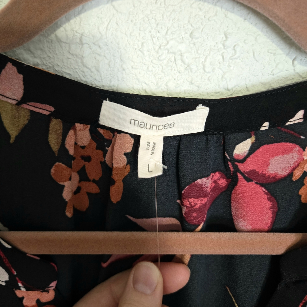 Maurices Black and Pink Floral Blouse - Picture 3 of 5